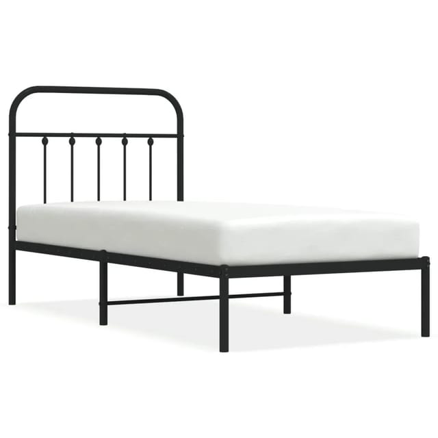 vidaXL Bettgestell mit Kopfteil Metall Schwarz 90x200 cm Modell 21796843