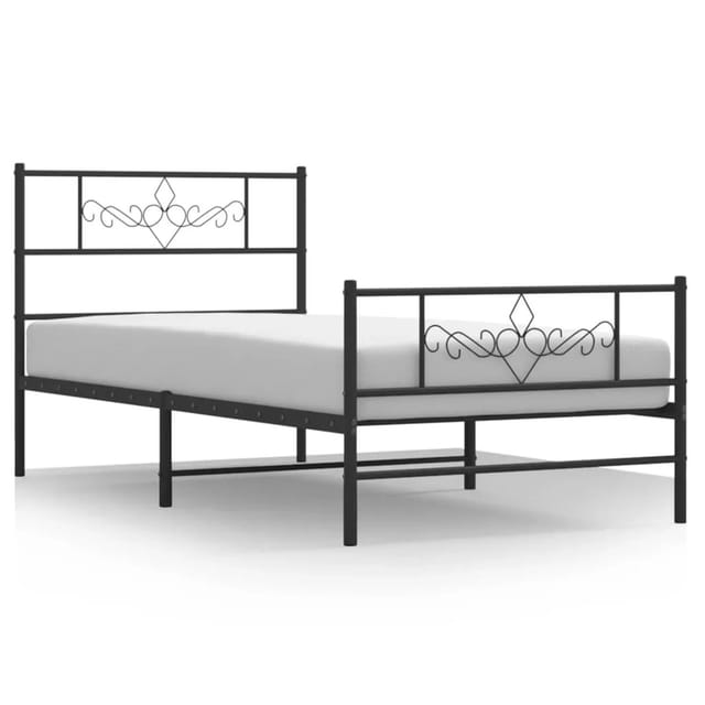 vidaXL Bettgestell mit Kopf- und Fußteil Metall Schwarz 90x190 cm Modell 151882288