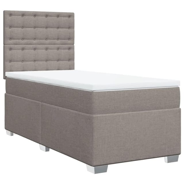 vidaXL Boxspringbett mit Matratze Taupe 100x200 cm Stoff2097772
