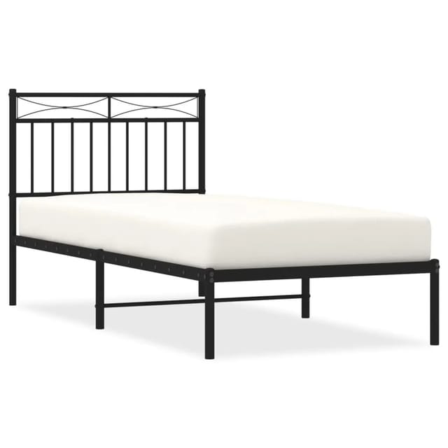 vidaXL Bettgestell mit Kopfteil Metall Schwarz 90x190 cm Modell 131908809