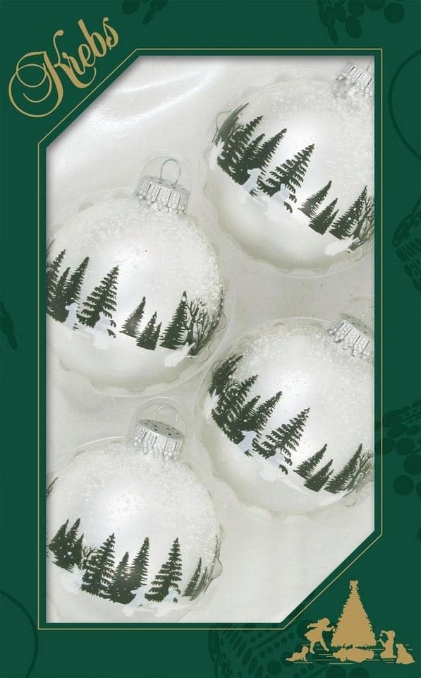 Krebs Glas Lauscha Weihnachtskugeln Winterwald 4er-Set 7cm