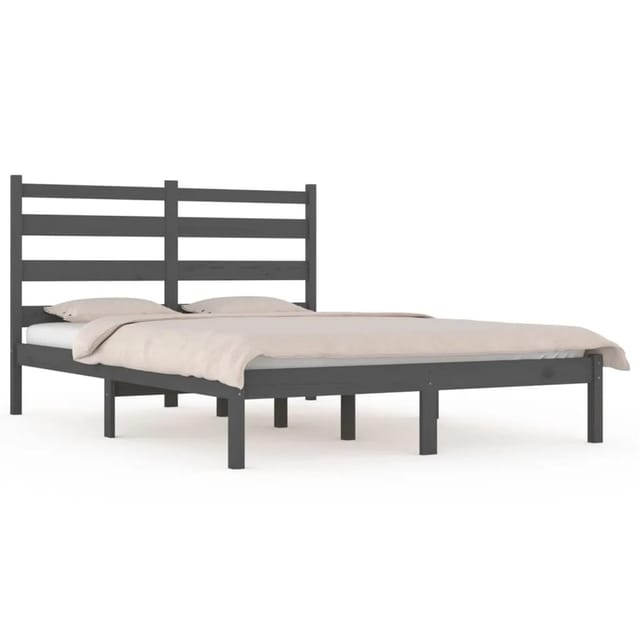 vidaXL Massivholzbett Grau Kiefer 200x200 cm1083593