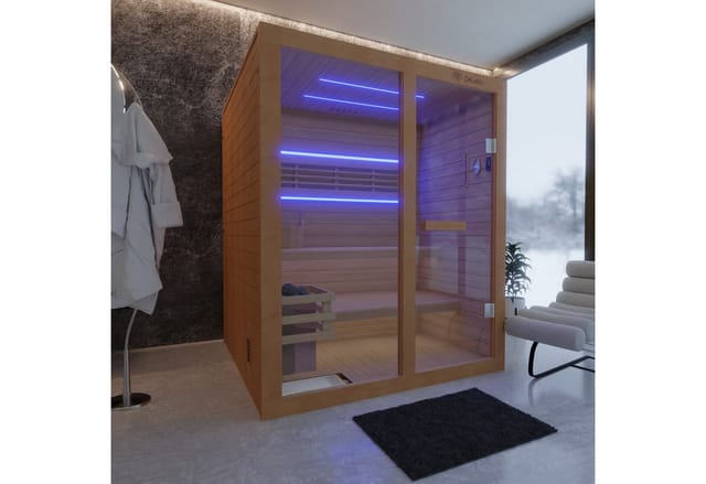 Dewello Finnische Sauna Tofino 160x150Cm 4,5 Kw Harvia Ofen Aufguss Set