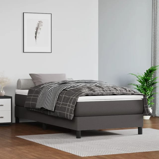 vidaXL Boxspringbett Grau 100x200 cm Kunstleder1371011