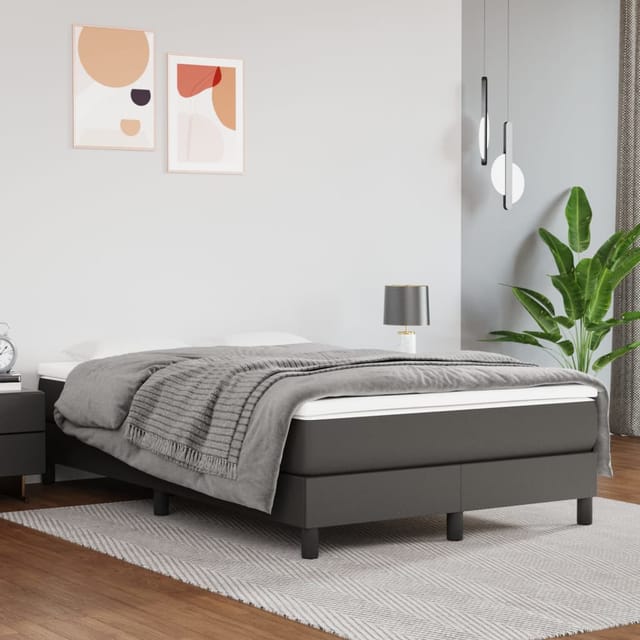 vidaXL Boxspringbett Grau 120x200 cm Kunstleder1383131