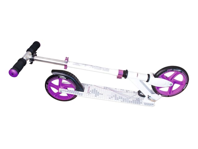 Muuwmi Aluminium Scooter Tretroller 200 mm ABEC 5 GS-Geprüft Höhenverstellbar Weiß-lila