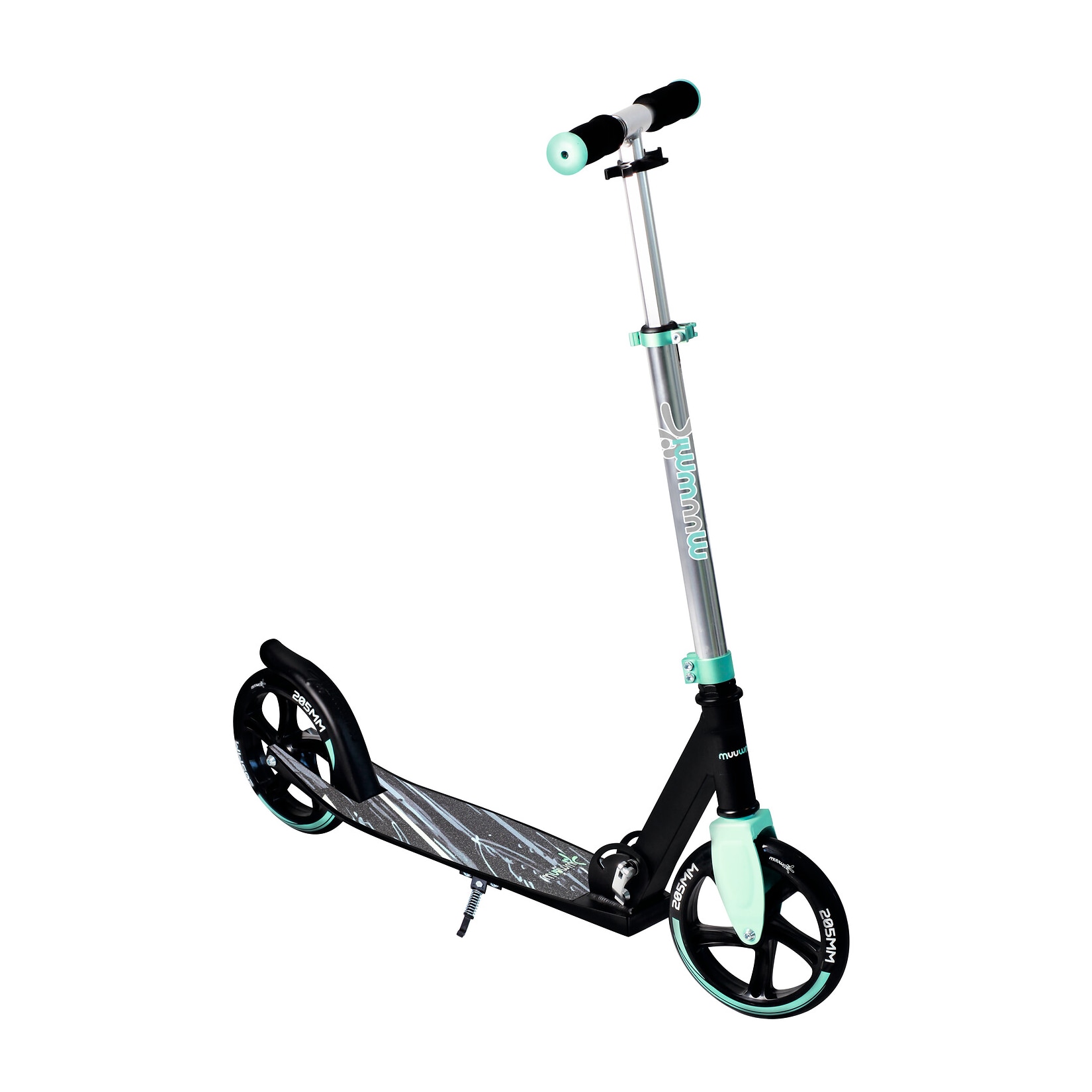 Muuwmi Aluminium Scooter Tretroller 205 mm ABEC 7 GS-Geprüft Höhenverstellbar XL-Deck Türkis