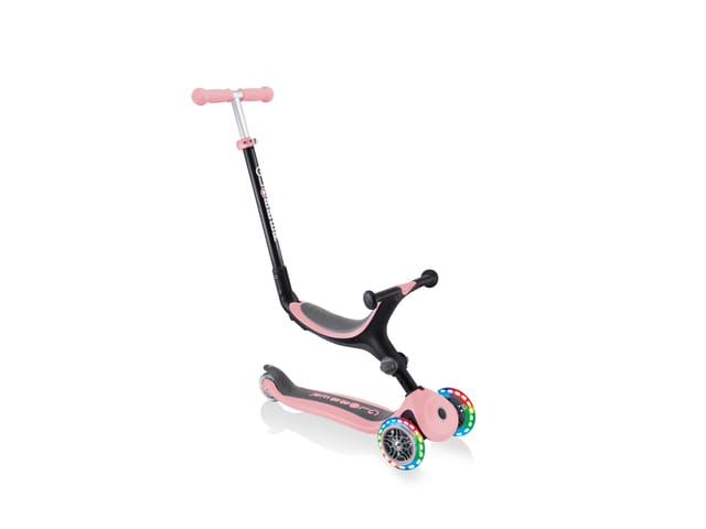 Globber Go-Up Foldable Lights 3 in 1 Dreirad 120/80 mm ABEC 5 3-Rädrig Höhenverstellbar LED-Rollen Pastellrosa