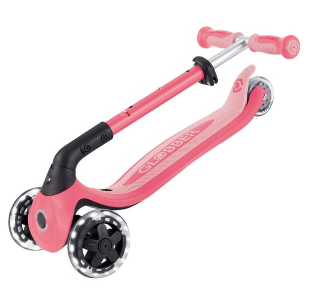 Globber Go-Up Baby 360 Lights 3 in 1 Aufsitzrad Laufrad Scooter Höhenverstellbar LED-Rollen LED-Modul Coral Pink