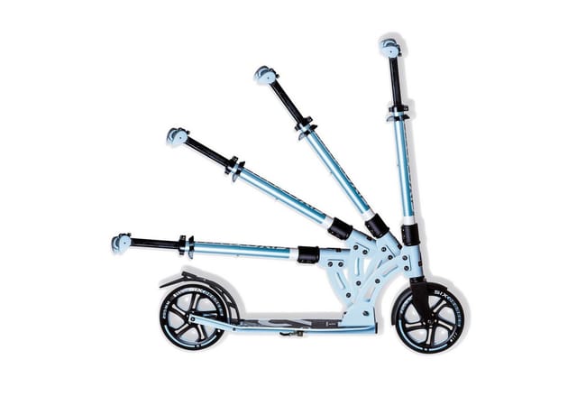 Six Degrees Aluminium Scooter mit Klappmechanismus & Ständer 205 mm Höhenverstellbar GS-Geprüft Hellblau Testsieger