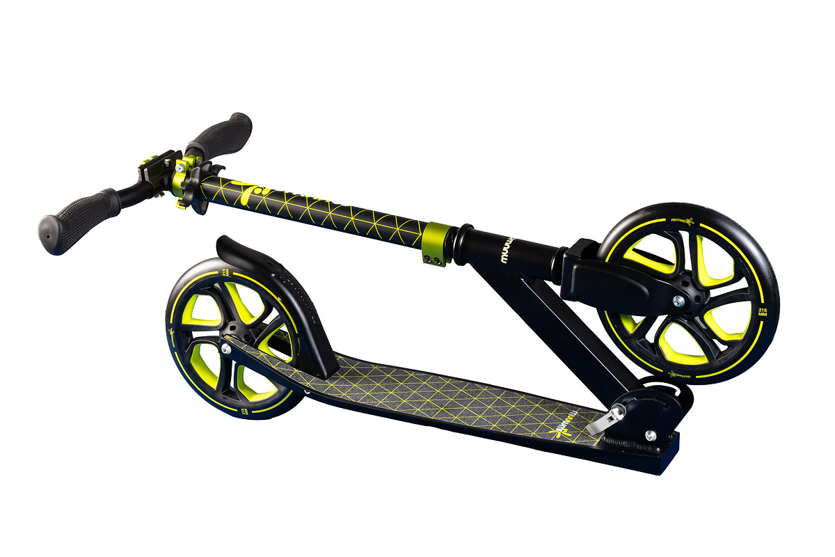 Muuwmi Aluminium Scooter Pro Tretroller 215 mm ABEC 7 Kinder und Erwachsene GS-Geprüft Höhenverstellbar New Lime Bild 3