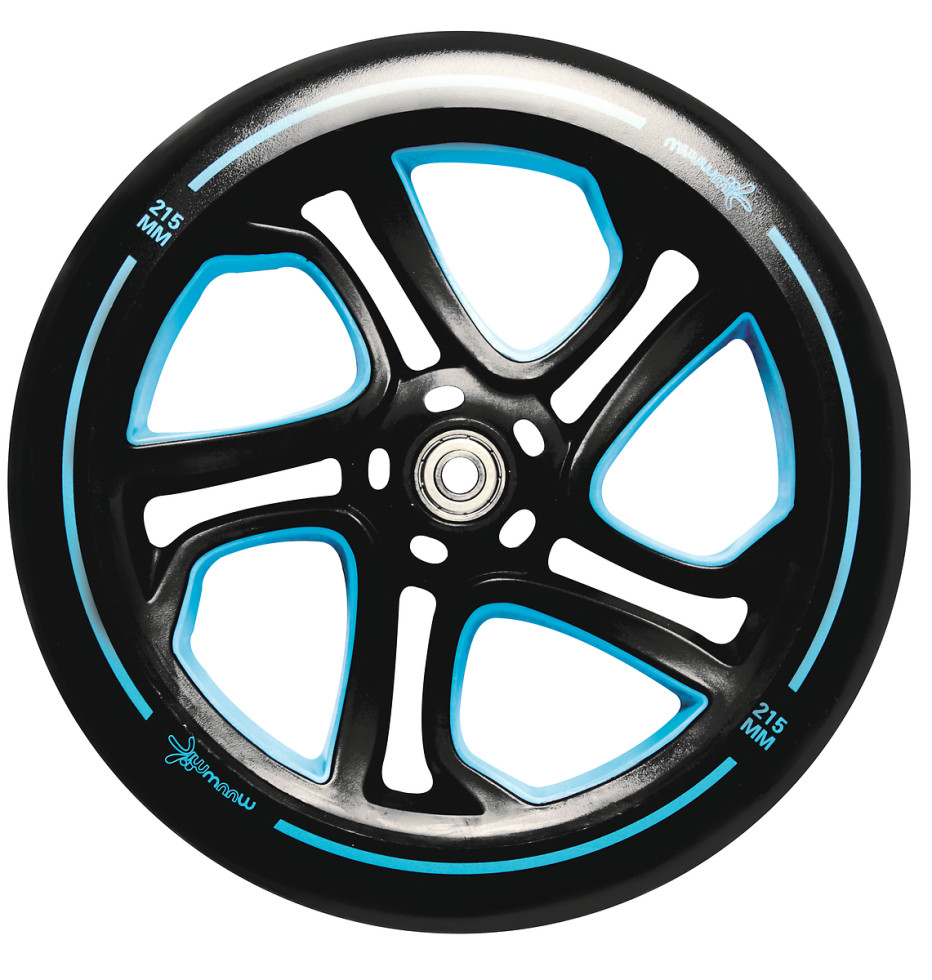 Muuwmi Aluminium Scooter Pro Tretroller 215 mm ABEC 7 GS-Geprüft Höhenverstellbar XL-Deck BMX-Lenker Blau Bild 2