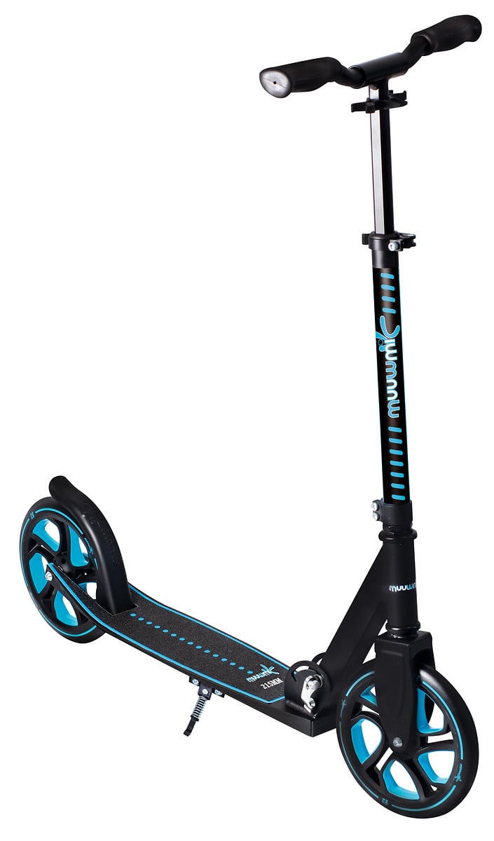 Muuwmi Aluminium Scooter Pro Tretroller 215 mm ABEC 7 GS-Geprüft Höhenverstellbar XL-Deck BMX-Lenker Blau Bild 3
