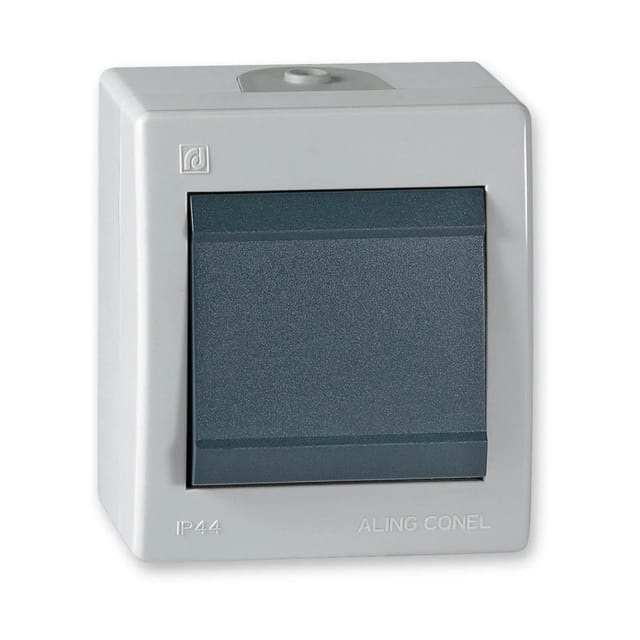 Aling-Conel Aufputz Wechselschalter mit Wippe 10AX250V IP 44 Grau