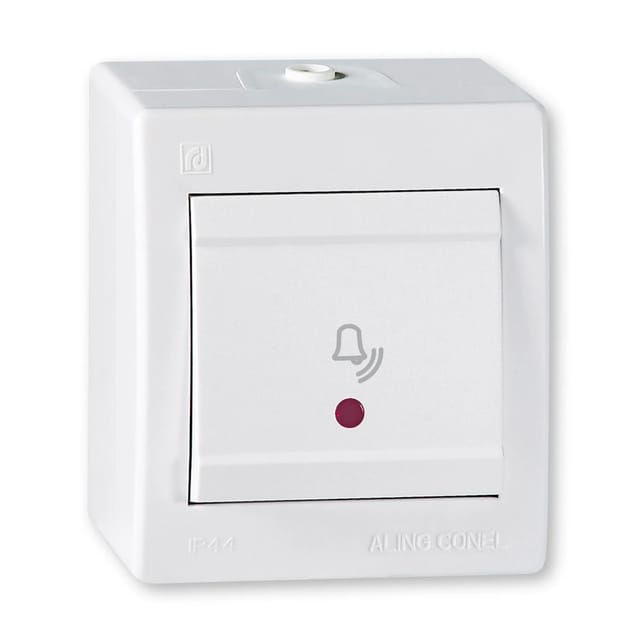 Aling-Conel Aufputz Klingeltaster mit Glimmlampe 10AX250V IP 44 Weiß