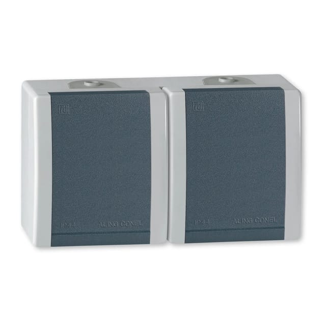 Aling-Conel 2-fach Aufputz Steckdose 16A250V IP44 Grau