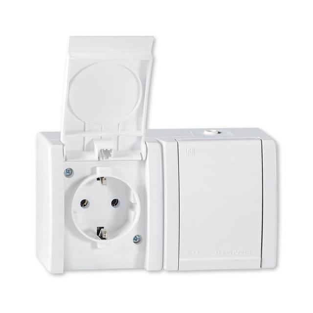 Aling-Conel 2-fach Aufputz Steckdose 16A250V IP44 Weiß