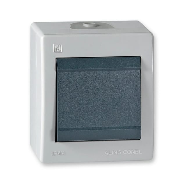 Aling-Conel EinAus Aufputz Schalter mit Wippe 10AX250V IP 44 Grau