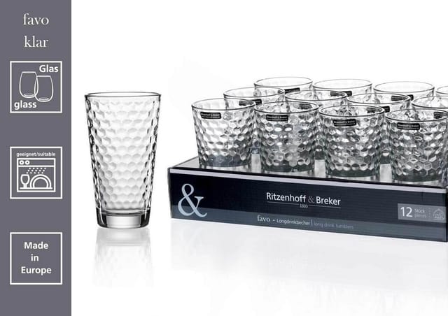 Ritzenhoff & Breker Favo Longdrinkgläser 400 ml 12er Set transparent