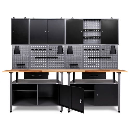 Ondis24 Werkbank Set Klaus 240 cm 3 Schränke Werkstatt