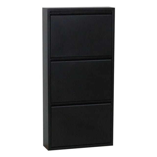 ebuy24 Pisa Schuhschrank mit 3 Klappen in Metall Schwarz