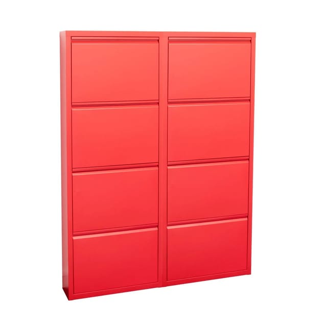 ebuy24 Pisa Schuhschrank mit 8 Klappen in Metall Rot
