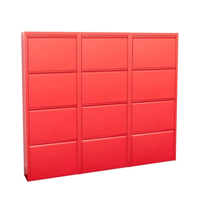 ebuy24 Pisa Schuhschrank mit 12 Klappen in Metall Rot