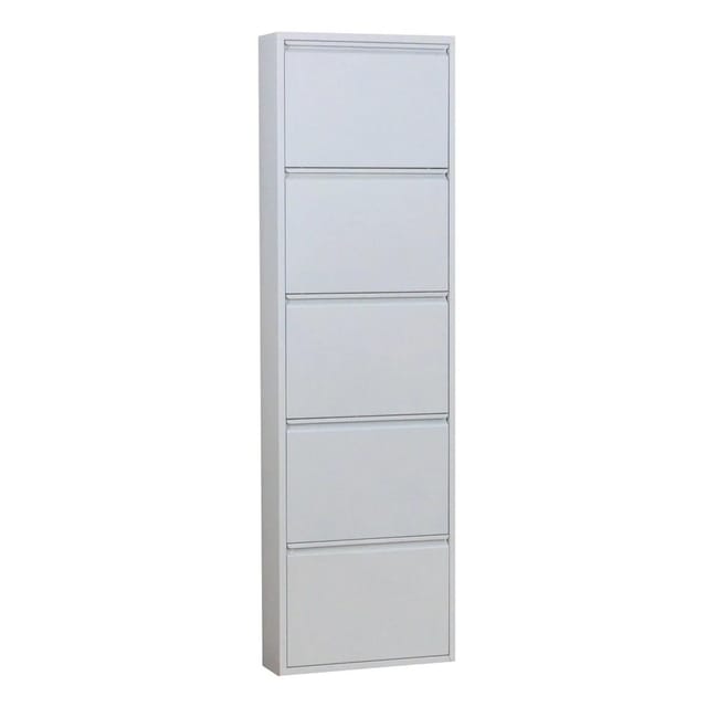 ebuy24 Pisa Schuhschrank mit 5 Klappen in Metall Weiẞ