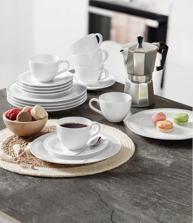 Seltmann Weiden Beat Coor Glaze Kaffeeservice 18-teilig Weiß