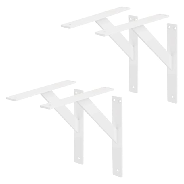 ML-Design 4 Stück Regalhalterung 240 x 240 mm Weiß Aluminium Schwebende