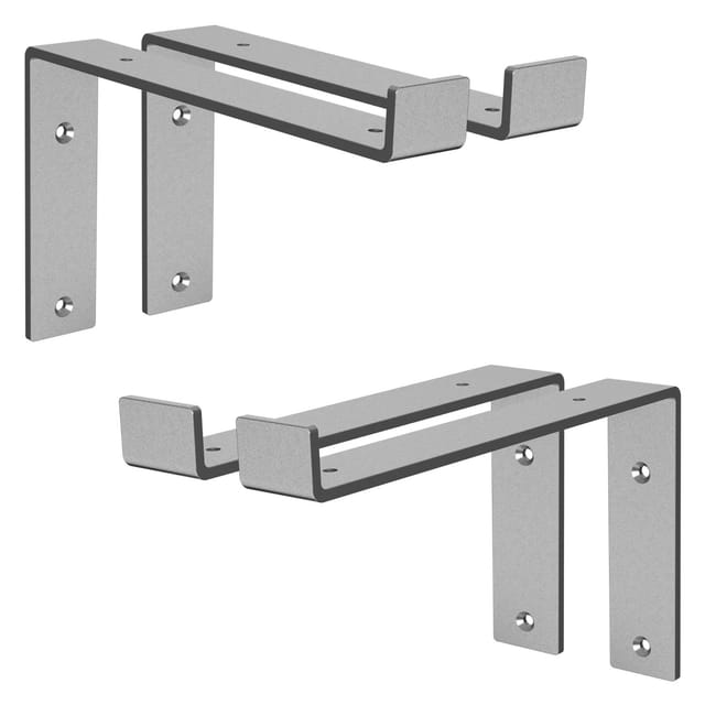 ML-Design 4 Stück Regalhalterung 25x4x14,5 cm Grau aus Metall 10 Zoll L-Form
