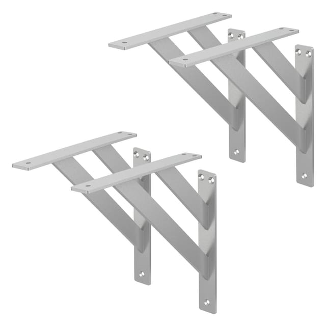 ML-Design 4 Stück Regalhalterung 24 x 24 cm Silber Aluminium Schwebende