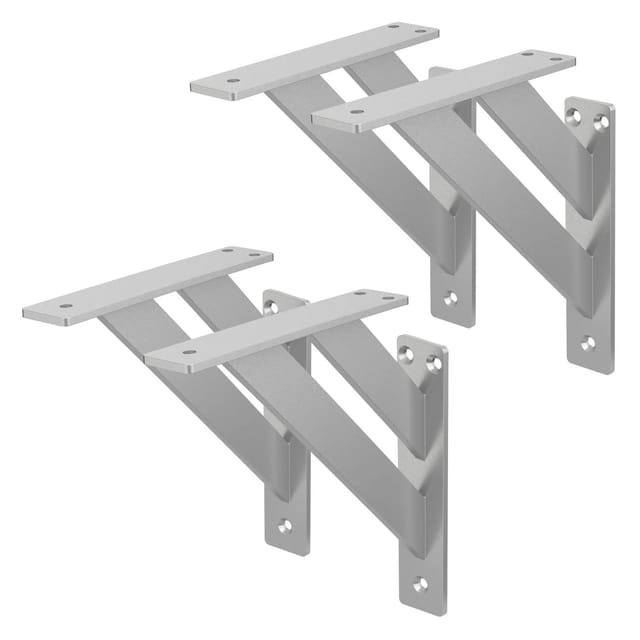 ML-Design 4 Stück Regalhalterung 18 x 18 cm Silber Aluminium Schwebende