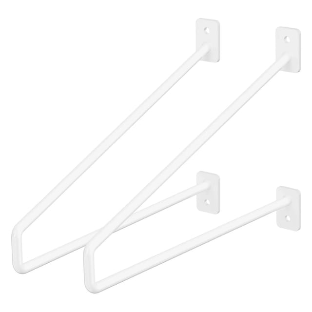 ML-Design 2 Stück Regalhalterung 265 mm Weiß aus Stahl Haarnadel Regalwinkel