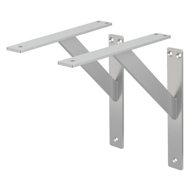 ML-Design 2 Stück Regalhalterung 240x240 mm Silber Aluminium Regalwinkel