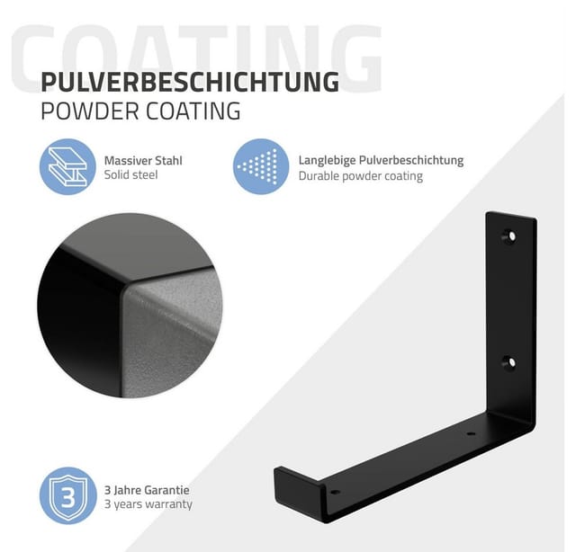 ML-Design 2 Stück Regalhalterung 20x4x14 cm Schwarz Metall 8 Zoll L-Form