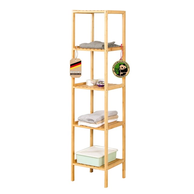 KARAT Bambus Standregal Lowa Platzsparendes Holzregal Mit 5 Etagen