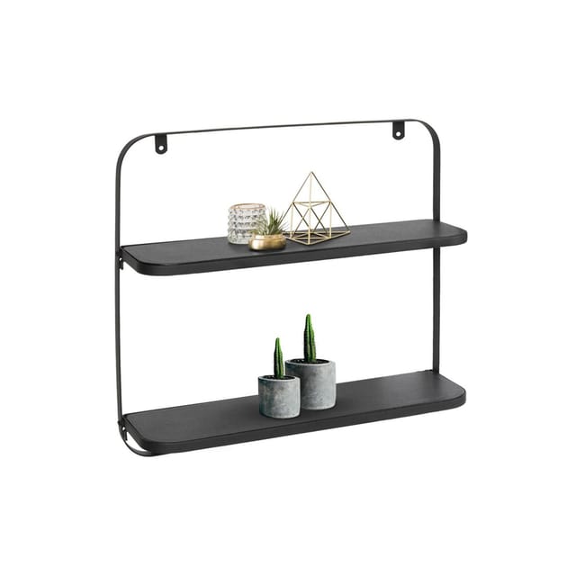 KARAT Wandregal Amy Minimalistische Wohndekoration Schwarz Metall 2 Ebenen