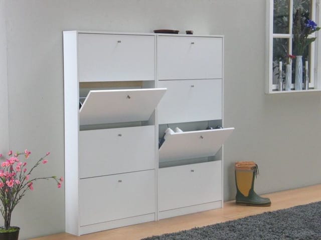 ebuy24 Escape Schuhschrank mit 8 Klappen Weiss