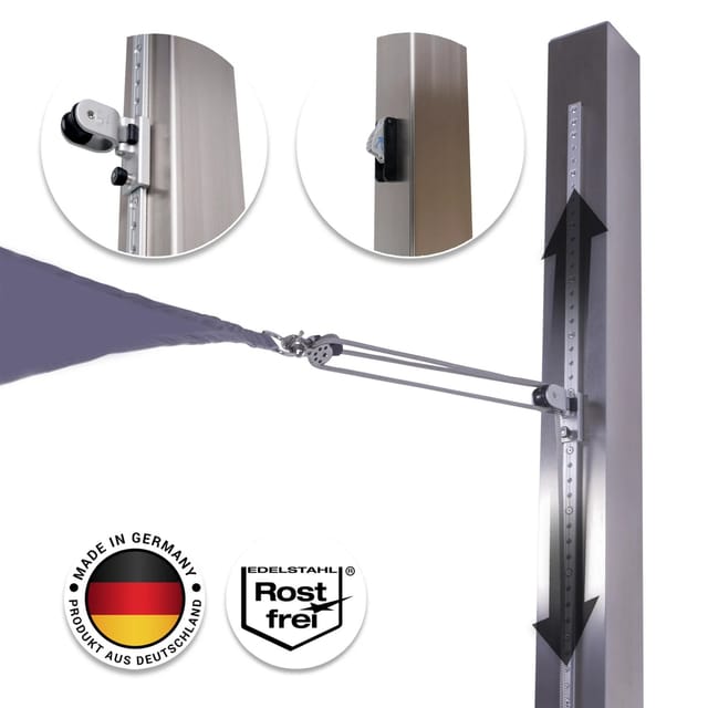 Toldoro 3,5m Sonnensegelmast Höhenverstellbar Edelstahl 100x100mm Quaddro Pfosten für Sonnensegel mit Höhenverstellung