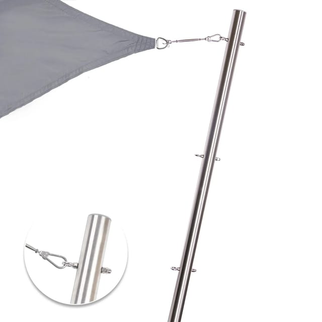 Toldoro 3,5m Sonnensegel Pfosten Edelstahl mit 3-fach Höhenverstellung & Bodenhülse Ø 70x3mm Sonnensegelmast Sonnensegel Stange