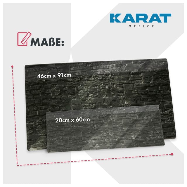 KARAT Glas Memoboard Stone Design mit Magneten und Montagematerial 20 x 60 cm
