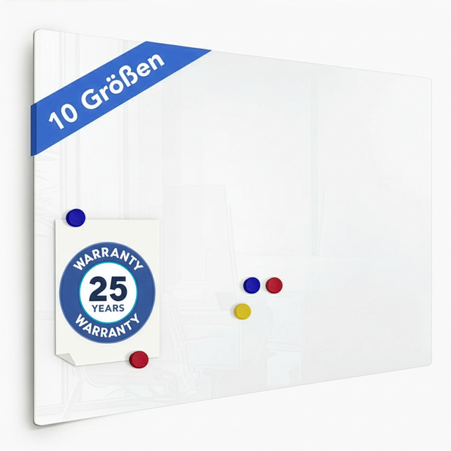 KARAT Rahmenloses Glas Whiteboard Universal Einsetzbar 65 x 100 cm