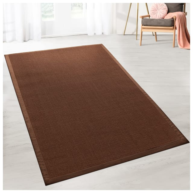 KARAT Sisalteppich Amazonas mit Breiter Bordüre für Alle Wohnbereiche Dunkelbraun 200 x 290 cm