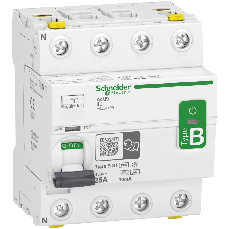 Schneider Electric Fehlerstrom-schutzschalter Allstromsensitiv Iid, 4p, 25a, Typ B-si, 30ma A9z61425