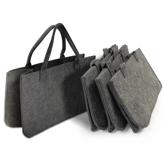 KARAT Filztasche Conny Kaminholztasche 4er Set Einkaufstasche Faltbar Anthrazit