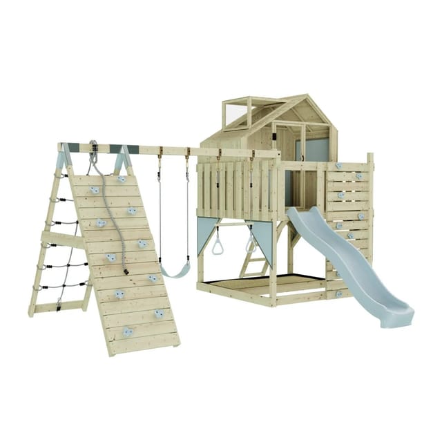 OutdoorToys Spielturm Oscar mit Trapezstange Eisblau