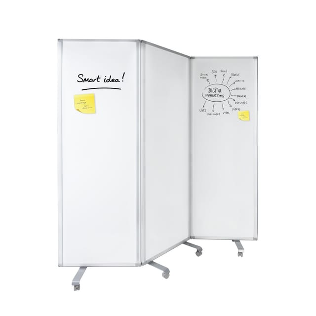 KARAT Mobile Trennwand Dreiteiliges Whiteboard Magnetisch 180 x 180 cm