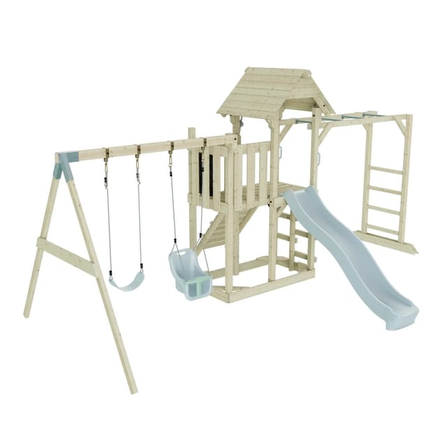 OutdoorToys Spielturm Helsingborg mit Babyschaukel Eisblau