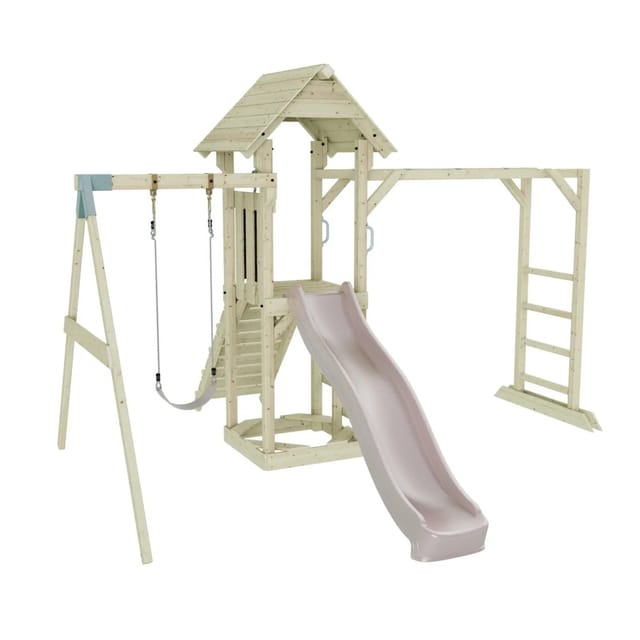 OutdoorToys Spielturm Malmö mit Kinderschaukel Altrosa